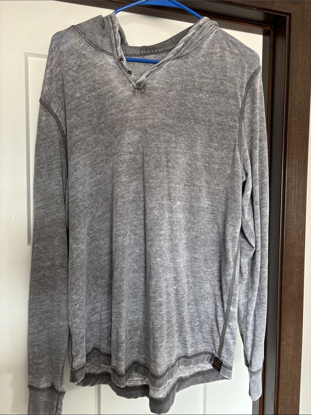 Lucky Brand Men's Gray Crewneck Hooded Pullover